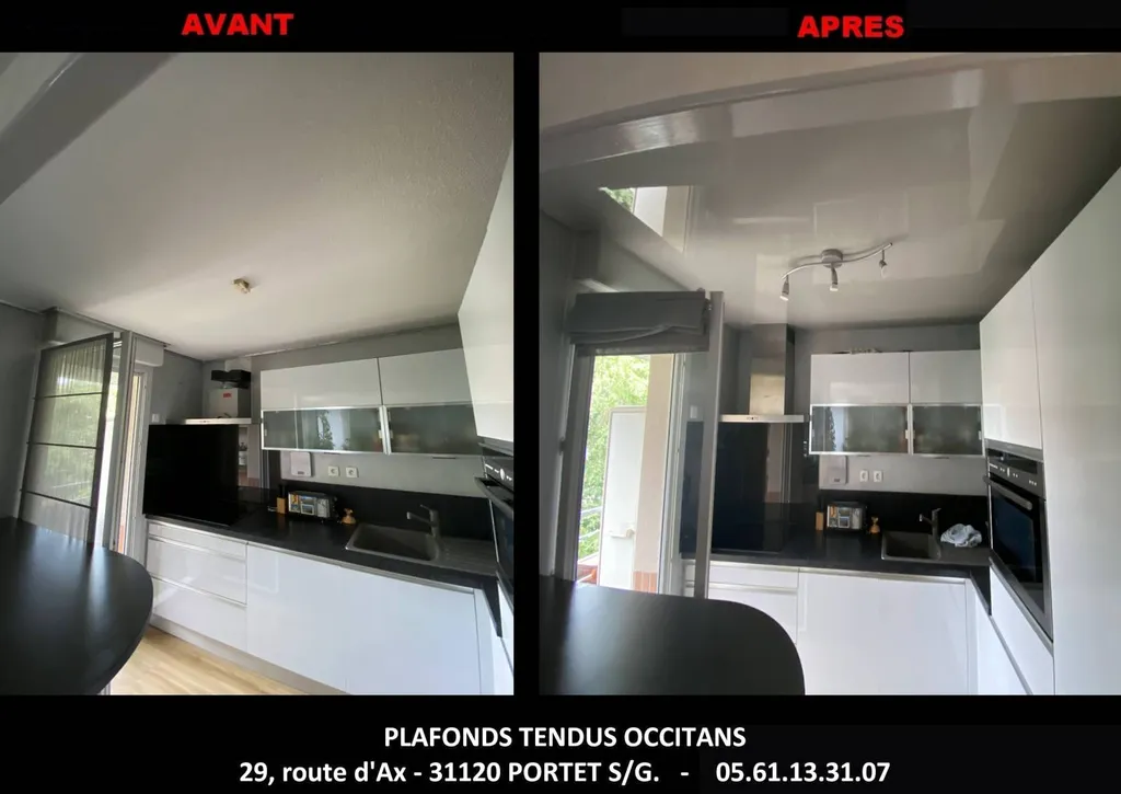 Rénovation Complète d'un Plafond Tendu après un Sinistre Feu de Cuisine à Cugnaux