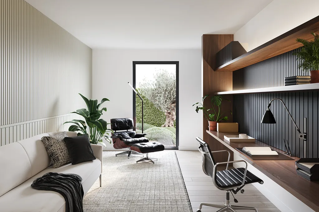 Salon aménagé pour le télétravail 