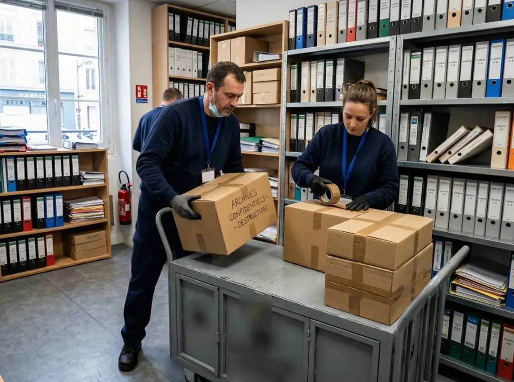 Collecte sécurisée de documents confidentiels dans un cabinet d’expertise comptable : archives papier, cartons scellés et prise en charge discrète avant destruction certifiée