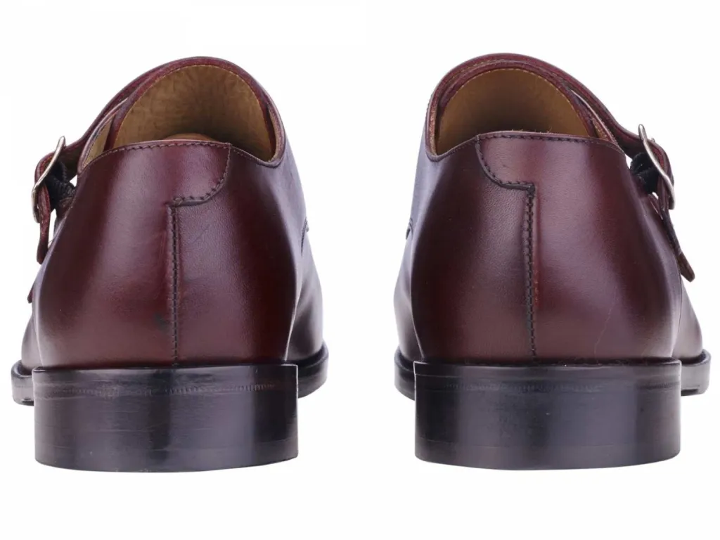 chaussure homme de ville en cuir double boucle talon