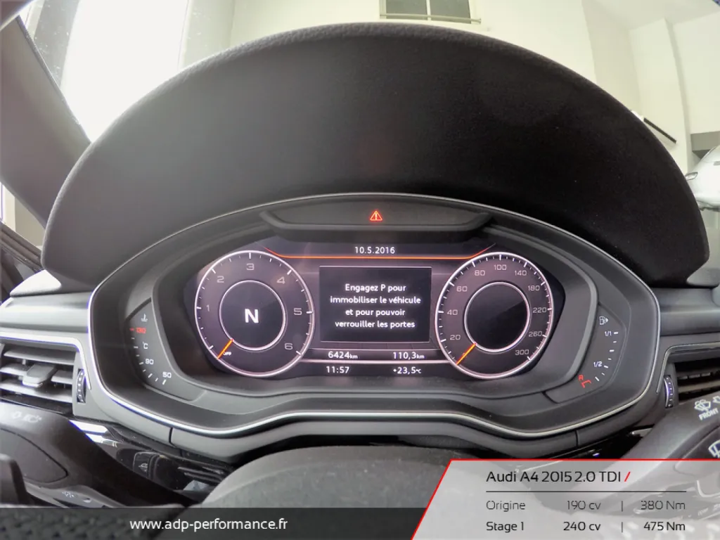 Reprogrammation moteur Audi A4 2015 virtual cockpit ADP Performance