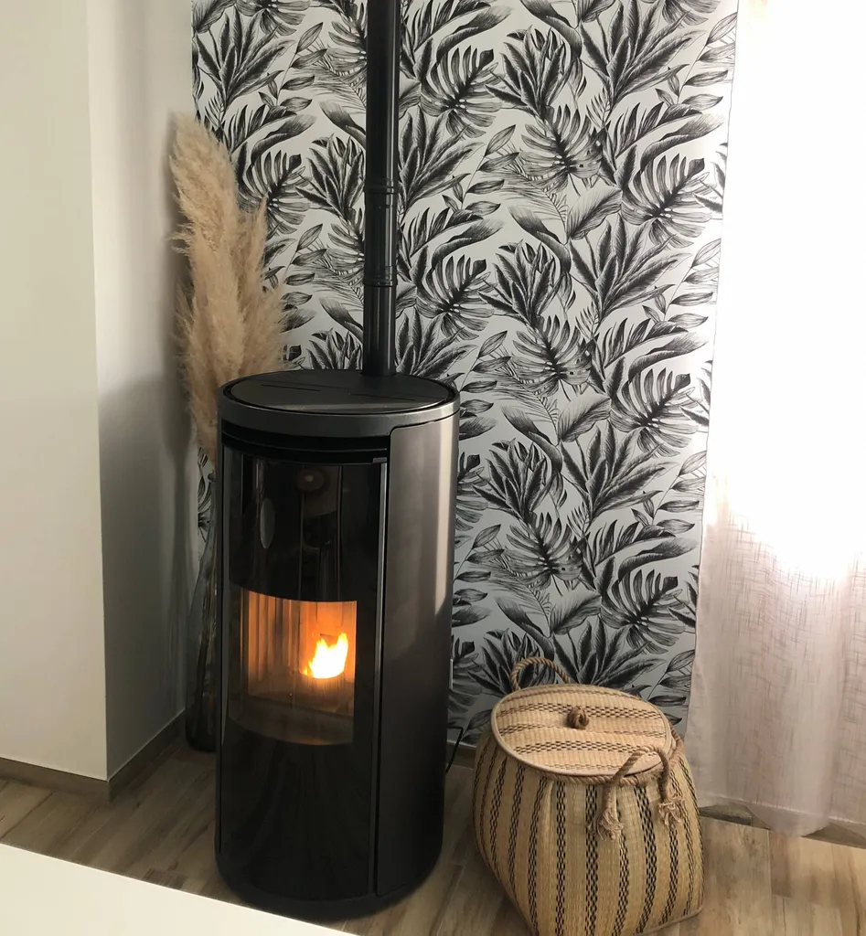 Poêle à granulés design dans un salon à Saint Vallier