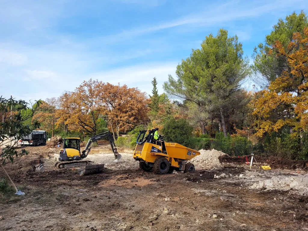 Ouverture d'un chantier de construction de maison neuve sur la commune d'Eguilles, dans les Bouches du Rhône