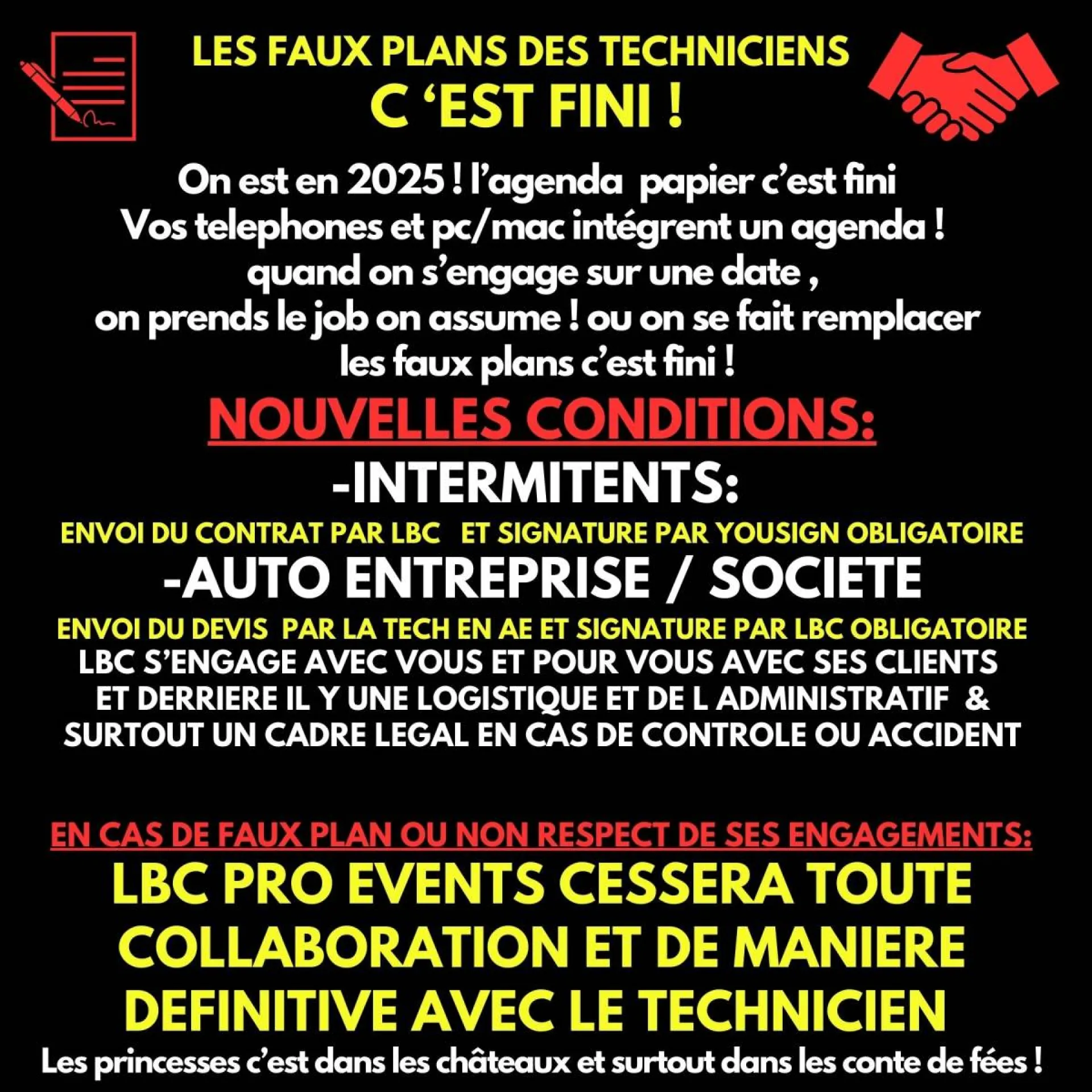 contrats techniciens lbc pro events