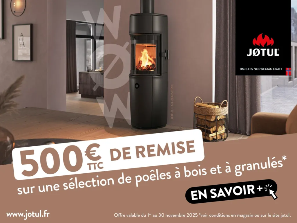 Offre WOW Jotul sur la technologie Zenzoric avec un poêle à bois Jotul F 174 noir