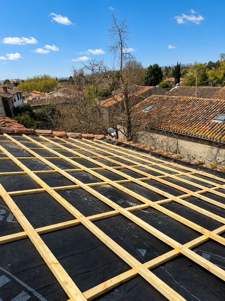 Rénovation couverture tuiles canal avec isolation thermique renforcée et fenêtres de toit Velux à Blagnac