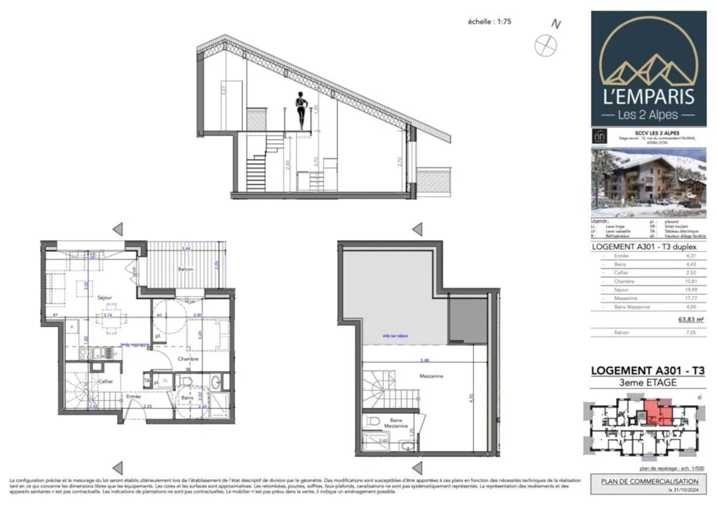 Appartement 3 pièces duplex skis aux pieds au coeur de la station Les 2 Alpes