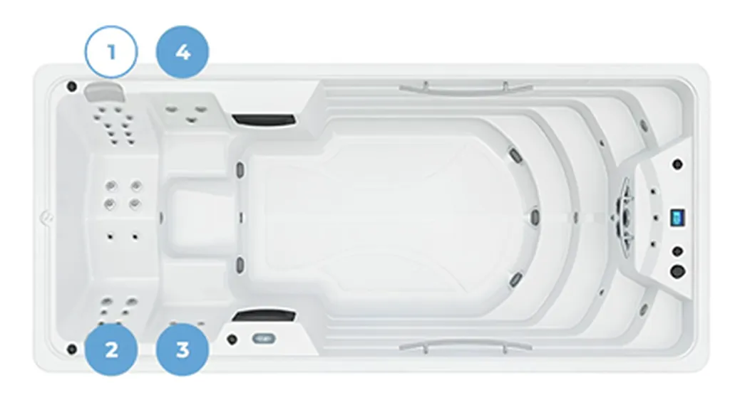 Spa de nage Swimspa Dual, un spa unique pour allier sport et relaxation en toute sérénité. - MCR Piscines et Spas - Vestric et Candiac