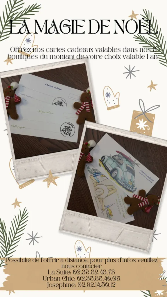 carte cadeau personnalisée chez Urban Chic à Dieppe pour Noël